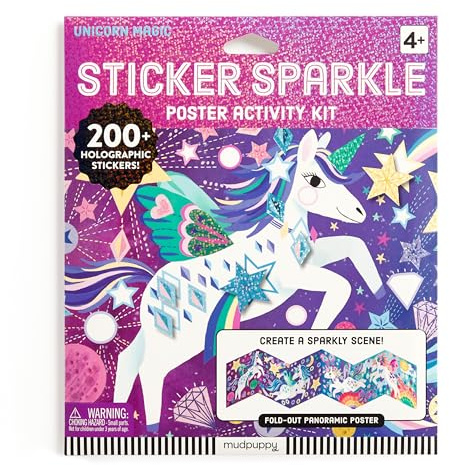 Mudpuppy Unicorn Magic – Sticker Sparkle Poster Activity Kit With Illustrations of Sparkling Unicorns For Children Ages 4 And Up