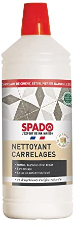 SPADO - Nettoyant carrelages - Nettoie, dégraisse et fait briller - Sans rinçage - Parfum fleuri - Au savon de Marseille - 97% ingrédients naturel - 1 L - Fabriqué en France