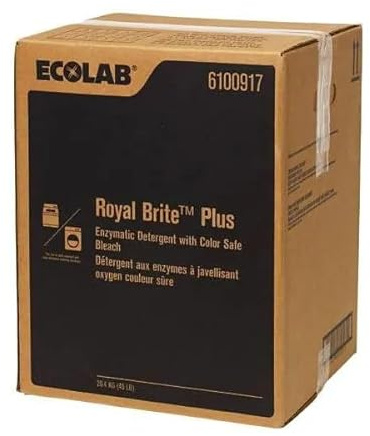 ECOLAB 6100917 Royal Brite Plus 45lbs Enzymatic Detergent with Color Safe Bleach