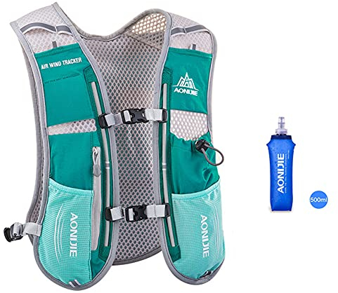 Laufrucksack Trinkrucksack 5L Leichter Laufen Rucksack Fahrradrucksack mit Optional Trinksystem für Damen Herren (Hellblau mit 500ml Trinkflasche)