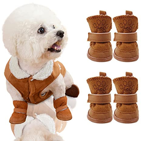 Taozoey Zapatos Perro, Botas Nieve para Perros, Protector de Pata de Botas para Perros, Antideslizante Perro Zapatos, Cálidos, cómodo y Durable, para Perros Pequeños y Medianos
