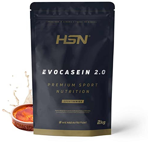 HSN Caseína Micelar Evocasein 2.0 | Crema Catalana 2Kg | Batido de Proteína Secuencial Ideal para Antes de Dormir | Con Enzimas Digezyme® | No Incluye Dosificador | No-GMO, Vegetariana, Sin Gluten