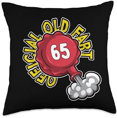 65th Birthday Official Old Fart Funny Red Whopee Cushion Throw Pillow