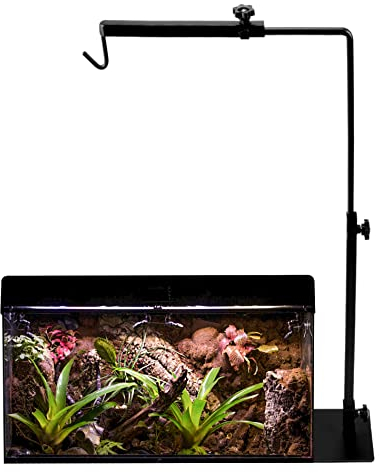 QWORK® Reptile Lamp Stand Adjustable 15-25 Inch Metal Heat Lamp Holder Hanger for Amphibians Snake Lizard Turtle Spider Terrarium Fish Aquarium