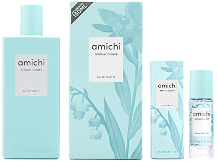 AMICHI - Sensual Flower 150 + 12 ml, Perfume Mujer, Colonia Perfumada, Eau de Toilette Femenina, Fresca y de Larga Duración, Aroma Seductor y Embriagador, Frutal
