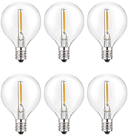Ksrnsne 6 lampadine LED G40 di ricambio, attacco a vite E12, infrangibili, lampadine a globo LED per luce solare bianca calda