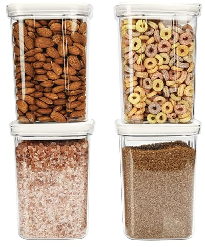 BELLE VOUS 4er Pack luftdichte Vorratsdosen mit Deckel - 1300 ml Aufbewahrungsbox luftdicht für die Küche - 4er Set Vorratsdose für Lebensmittelaufbewahrung - Vorratsbehälter