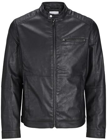 JACK & JONES Herren JJEDYLAN PU Biker Jacket NOOS 12261196,Schwarz,M