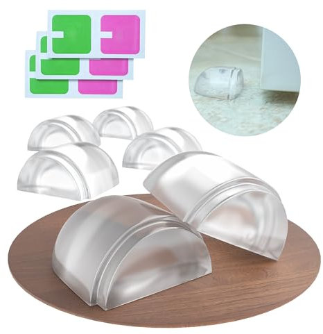 Pack 6 Topes para Puertas Suelo Adhesivos de Silicona | Tope de Puerta para Suelo Transparente | Amortiguador Antigolpes para Puertas | Solución Door Stopper y Batente Porta Chao