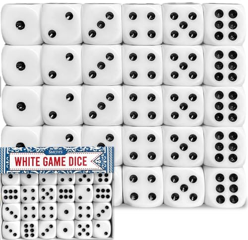 Smith’s® White Game Dice | 30 Pack | 16mm | 6-Sided Dice | Rounded Edges for Smoother Rolling