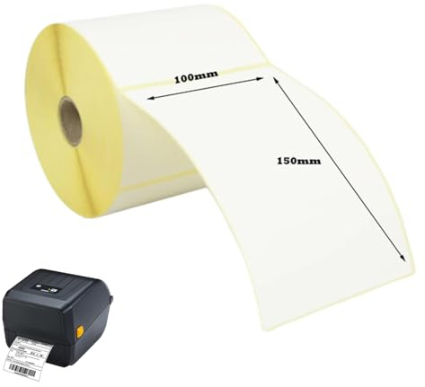YIJIA | 1 Rollo(500/rollo) Etiquetas Térmicas de envío (4x6) 100 mm x 150mm adecuada para diversas Impresora logística, comerciales, carga,oficina,cocina.Etiquetas Impermeables De Papel