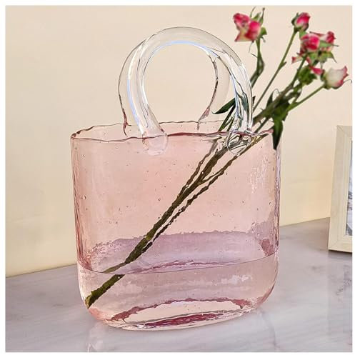 GZKDKZB Vaso in Vetro a Forma di Borsa, Vaso Unico a Forma di Borsa con Bolle, Vaso in Vetro a Forma di Borsa per Fiori, Vaso in Vetro a Forma di Borsa per Fiori, Vaso in Vetro a Forma di