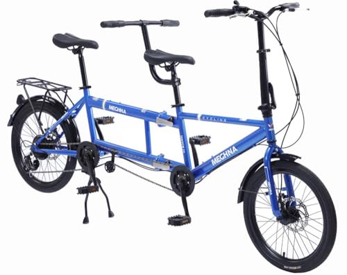 Kcolic 20 Inch Folding Tandem Bicycles Beach Cruiser Bicycle for Adults, Adjustable 7 Speed Tandem Bikes Cruiser Bicycle B,20in