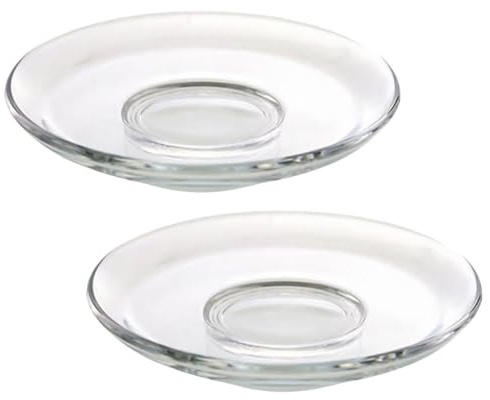BESPORTBLE Sottobicchieri in Vetro Trasparente Rotondi 85 CM Set da 2 Piattini Multiuso per Tazza da tè Sottobicchiere Creativo per Casa Bar e Ristoranti Protezione Riutilizzabile