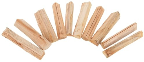 Cabilock Lot de 10 Bûches de Bois de Chauffage Séchées au Four 22 Cm en Sapin Naturel, Bois pour Barbecue, Four à Pizza et Camping, Faible Humidité, Allumage Rapide et Combustion