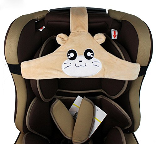 MINGZE Soporte de Cabeza de Asiento de Coche de bebé niño, posicionador de sueño Seguro y Acogedor de Coche, cinturón de sujeción de Asiento de Seguridad Ajustable, cinturón de Seguridad (Marrón)