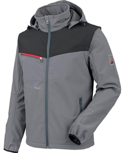 WÜRTH MODYF Softshelljacke Stretch X – hochwertige Arbeitsjacke für Handwerker in der Größe M – wasserabweisend (8.000 mm WS) mit abnehmbaren Ärmeln & Kapuze – in anthrazit