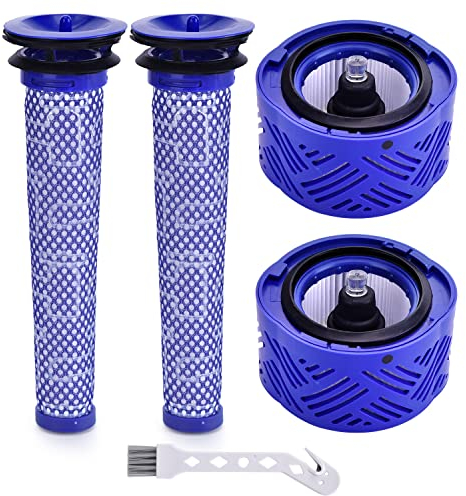 Leadaybetter V6 Absolute Cordless Stick Vacuum Filter for Dyson V6 Series, 2 Pack Post HEPA Filters and 2 Pack Pre Filters Replacement Part 966741-01&965661-01…