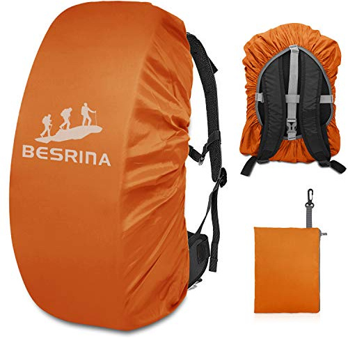 Besrina 15-90L Waterproof Backpack Rain Cover with Reflective Safety Strip | Upgraded Adjustable Non-Slip Cross Buckle Strap, Waterproof Rucksack Cover & Bag Cover for Hiking Camping Traveling Cycling
