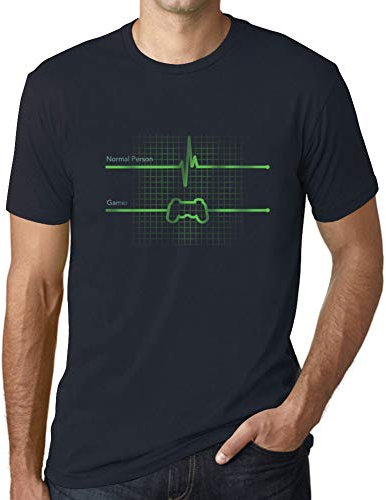 Camiseta Estampada para Hombre Latidos Gamer Gaming Funny Esports – Gamer Heartbeats Gaming Funny Esports – T-Shirt Vintage Manga Corta Regalo Original Cumpleaños Diseño Gráfico Moda Azul Marino XXL
