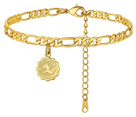 ChainsHouse damen Fußkettchen Steinbock Anhänger Sommer Fußkette mit Geschenkebox für Geburtstag Valentinstag