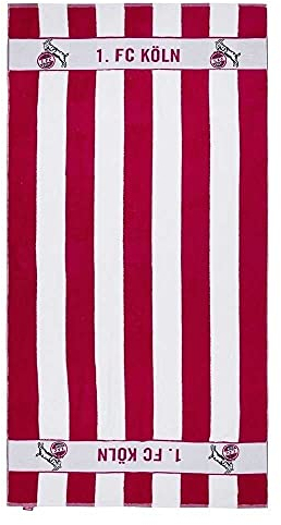 1. FC Köln Duschtuch - Blockstreifen - 70 x 140 cm Strandtuch, Handtuch - Plus Lesezeichen I Love Köln