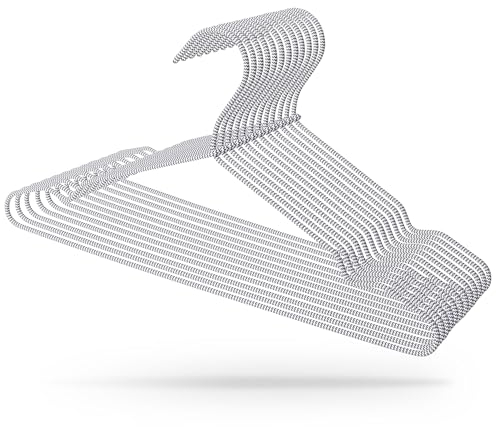 MJhomely® Elegante Kleiderbügel [40 Stück] in Grau - Kleiderbügel platzsparend aus Metall mit Textilüberzug - Schmale Kleiderbügel mit Einkerbung, rutschfest und stabil für Ordnung im Kleiderschrank