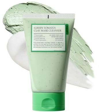 FULLY Máscara de arcilla desintoxicante de poros de tomate verde, limpiador, minimización de poros, cuidado de espinillas, control de sebo, exfoliante, vegano, limpiador facial 4,05 Fl.Oz Tomate verde
