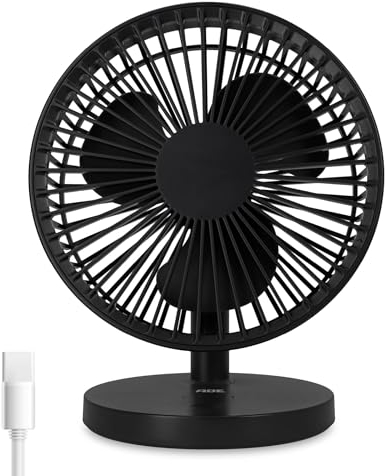 ADE Ventilator sehr leise | USB Tischventilator 3 Stufen | Akku bis 7,5 h Laufzeit | 2.000 mAh | 90° Neigungswinkel | leicht und flexibel | anthrazit