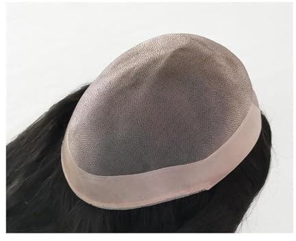 Toupet hommes Postiche en cheveux humains for hommes, système de remplacement de cheveux européens de 18 pouces de long, peau fine et respirante autour des unités de cheveux for hommes Perruques Toupe