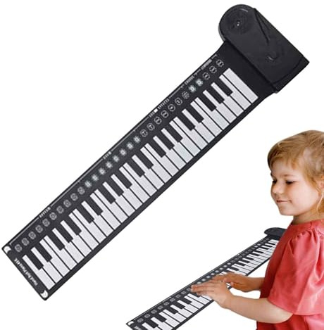 Piano da viaggio con tasti sensibili - Piano elettronico educativo, tastiera musicale da viaggio pieghevole | Piano pieghevole pieghevole a 49 tasti, tastiera per pianoforte musicale digitale
