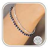 Adramata Beaded Bracelets for Womens Girls 925 Sterling Silver Clasp Bracelet Natural Stone Beads Crystal Bracelet Adjustable Gold Plated Boho Bracelets Jewellery Gift for Women