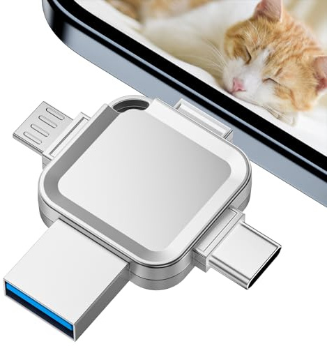 4 in 1 256GB Chiavetta USB Phone Con Porte Phone/USB/Type-C/Micro/PC