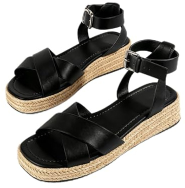 LUNATECH Women's Summer Wedge Sandals Womens Sandals Open Toe Ladies Espadrille Sandals Casual Sandals Buckle Sandals For Women