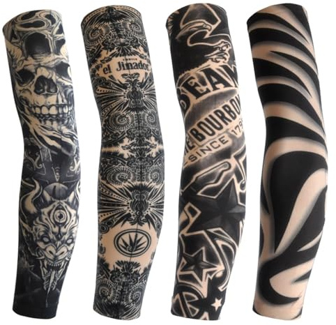 LAKPYN 4 piezas Tatuajes universales para carnavaleros, punkies, tatuajes falsos, accesorios punkies, disfraces para hombre