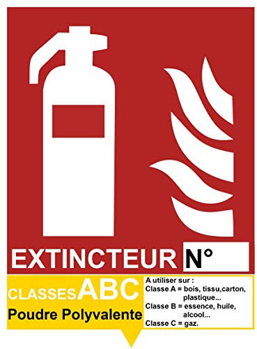 Autocollant Vinyl - Autocollant Vinyl - Signalétique extincteur ABC Poudre Polyvalente - L.150 x H.200 mm - 1
