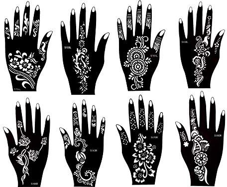 BeyondTattoos Tattoo stencil tatuering mall 8 ark amara för händer och kropp målning