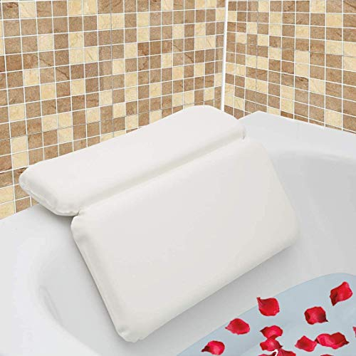AnnSpa Almohada de Baño, Almohadas para bañera con 7 Ventosas Antideslizantes, Diseño de 2 Paneles para Cabeza, Cuello y Espalda, Ideal para Jacuzzi SPA e Hidromasajes (14.5 x 11)