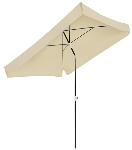 Outsunny Ombrellone da Giardino 2x2 m per Terrazza e Giardino con Tettuccio Quadrato, Design Regolabile e Portatile, Bianco Crema