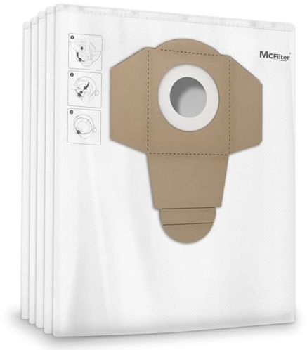 McFilter | 10 bolsas para aspiradoras 25l | compatible para TODAS las aspiradoras Einhell de 25 litros | bolsa de recogida de suciedad adecuada como 2351190 | bolsa tipo DSM 38