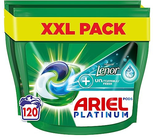 Ariel All-in-1 PODS Washing Liquid Laundry Detergent Tablets/Capsules, 120 Washes (60 x 2) Stain Remover For Clothes with Lenor Unstoppables, 2x Longer Lasting Freshness*