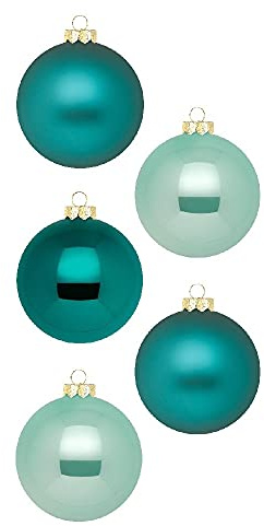 Inge Glas Weihnachtskugeln | Schöne Christbaumkugeln aus Glas | 20 Kugeln in Karton-Box | Christbaumschmuck Weihnachtsbaumschmuck Weihnachtsbaumkugeln (Green Emerald | Petrol türkis Mint)