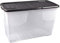 3 Stück - Strata Curve Große Aufbewahrungsbox mit schwarzem Deckel,100 Liter, 80x40x48cm - transparent