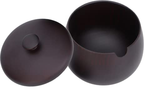 Wood Spice Jar Seasoning Box Salt Sugar Kitchen Condiment Bowl Storage W/Lid (Black)