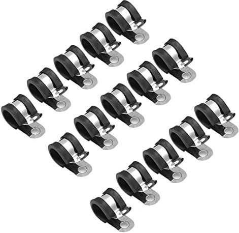 Pince de câble en acier inoxydable de 10mm, pinces de câble en métal rembourré en caoutchouc durable pour l'installation de tubes/tuyaux ou de câbles métalliques 15PCS
