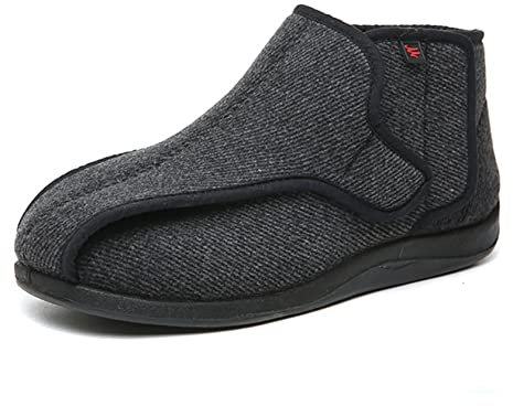 GYCS Chaussons diabétiques Homme Chaussures de Marche Femme Pieds sensibles Pantoufles Orthopédiques en Viscoélastique Réglable Large Chaussons pour Pieds Gonflés Arthrite Oedème,Noir,42EU