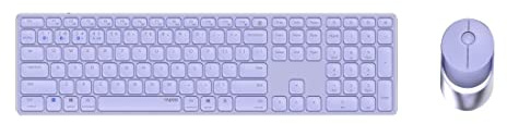 Rapoo 9850M kabelloses Tastatur-Maus Set Wireless Deskset 1600 DPI Sensor wiederaufladbarer Akku flaches Aluminium Design DE-Layout QWERTZ PC & Mac - lila