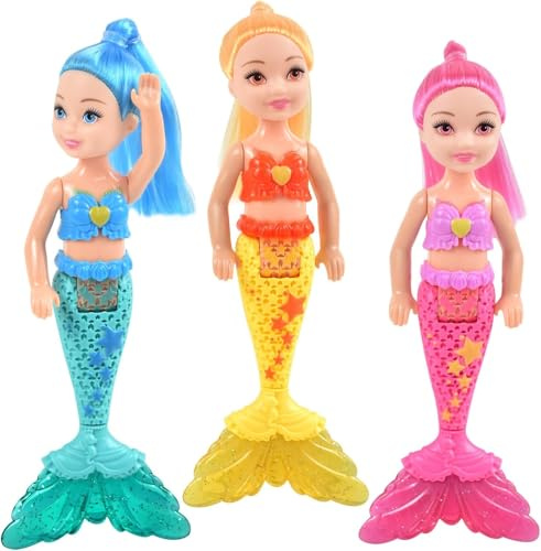 iFunLong Mermaid Doll Toy for 3+ Girls Gifts, 3Packs