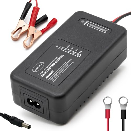 14,6-Volt-LiFePO4-Batterieladegerät mit 4-Stufen-Ladeverfahren 12,8-Volt-Lithium-Batterieladegerät mit 4-Stufen-Ladeverfahren für Autos, Motorräder, Rasenmäher, LKW, Boote und Golfwagen(EU-Stecke)