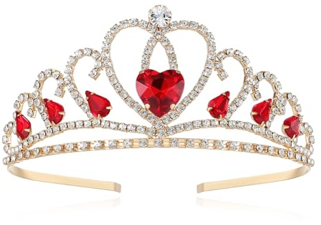 Lovelyshop Diadème rouge cœur doré pour petites filles pour fêtes de princesse et déguisement